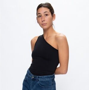 Helmut Lang Black One-Shoulder Top